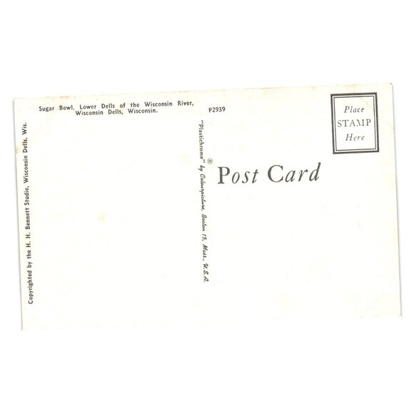 Sugar Bowl Wisconsin Lower Dells Wisconsin River H H Bennett Studio Postcard - Picture 2 of 2